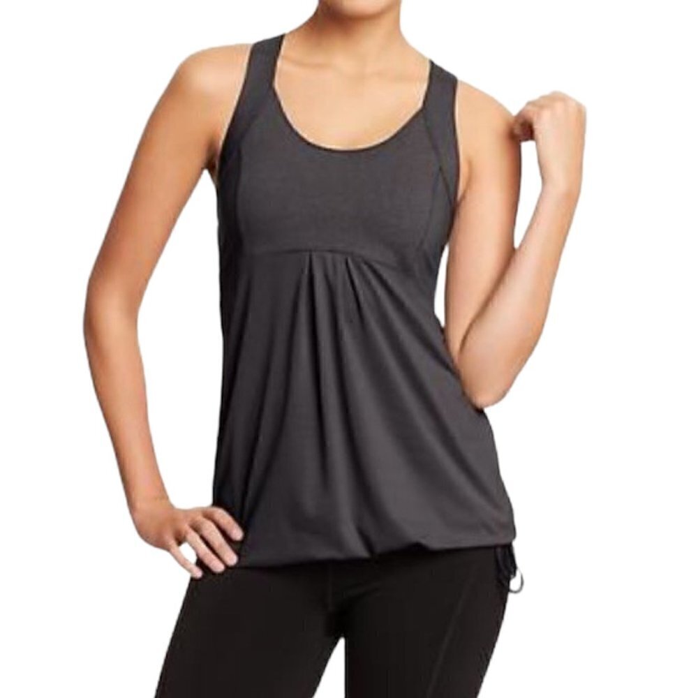 OLD NAVY Active Loose Fit Gray Cut Out Back Drawstring Tank Top - Size XS